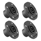 Kit 4 Plug Conector Speakon Femea Painel Com Trava Metal Nfe