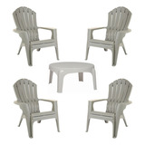 Kit 4 Poltronas De Piscina E Jardim Miami + Mesa Cor Cinza