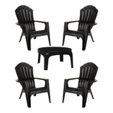 Kit 4 Poltronas De Piscina E Jardim Miami + Mesa Cor Preto