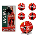 Kit 4 Porta Copos Coca Cola C/ Suporte + Abridor De Garrafas