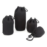 Kit 4 Porta Lente Case Neoprene Prende No Cinto Bolsa 