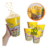 Kit 4 Potes De Pipoca 2lt Grande Plástico Copo Balde Popcorn
