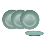 Kit 4 Pratos Raso Cor Suculenta 27 Cm Cerâmica Segunda Linha Cor Verde Liso