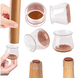 Kit 4 Protetor Pé Cadeira Látex Feltro 28 A 45mm Flexível