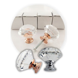 Kit 4 Puxadores Cristal 30mm Porta Gaveta Rose Gold Ou Prata