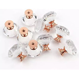 Kit 4 Puxadores Pegador 50mm Cristal Rose Gold Gaveta Porta