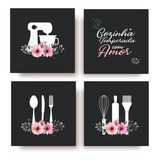 Kit 4 Quadrinhos Kit Cozinha 13x13cm