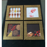 Kit 4 Quadrinhos Para Cozinha Cantinho Do Tempero 13x13cm