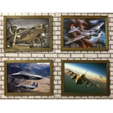 Kit 4 Quadros 32x23 Aviões De Guerra, Bombardeiro, Jatos