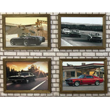 Kit 4 Quadros 32x23 Dodge Charger, Ford Mustang, Shelby.