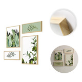 Kit 4 Quadros Decorativos Folhagem Verde Minimalista Cozinha