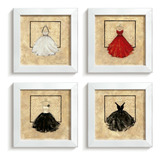 Kit 4 Quadros Quarto Closet Moda Vestidos Vintage Retrô