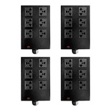 Kit 4 Régua 06 Tomadas Universal Padrão Antigo 4000w S/ Cabo Cor Preto Voltagem 110v/220v