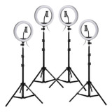 Kit 4 Ring Light Anel De Luz Led 10 26cm Tripé Grande 2,1m