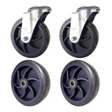 Kit 4 Roda + 2 Giratório Espiga 8x2 Prancha 330kg Carga Pvc