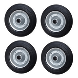 Kit 4 Rodas Maciças De 8 Pol Até 200 Kg P/ Carrinhos Armazém Rodas Preto