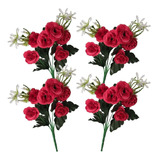 Kit 4 Rosas Mini Flores Artificial