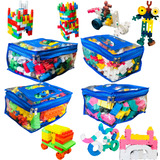 Kit 4 Sacolas Blocos D Encaixe Montar Multi Idéias Educativo