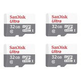Kit 4 Sandisk Ultra Microsd 32gb Class10 Memory Card 100mb/s