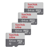 Kit 4 Sandisk Ultra Microsd 64gb