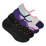 Kit 4 Sapatilhas Yoga Pilates Feminina Antiderrapante Selene