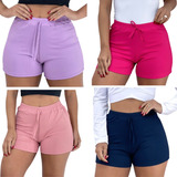 Kit 4 Short Feminino Canelado Curto