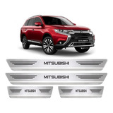 Kit 4 Soleira Porta Aço Inox Escovado Mitsubishi Outlander