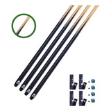 Kit 4 Tacos P/ Sinuca Bilhar Inteiriços Maxxi Garfado Preto