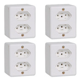Kit 4 Tomada Externa Dupla Caixa Sistema X Sobrepor 10 E 20a