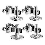 Kit 4 Trava De Piso Fixador Porta Metálico Cromado Soprano