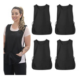 Kit 4 Un Bata Avental Uniforme Amarra Frente Costas Bolso