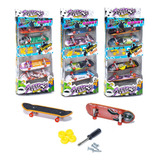 Kit 4 Unidades Mini Skate De Dedo Brinquedo + Chave+8 Rodas