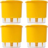 Kit 4 Vaso Raiz Auto Irrigável N3 16x14cm Amarelo Plantas