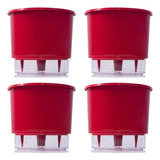 Kit 4 Vaso Raiz Auto Irrigável N3 16x14cm Vermelho Plantas