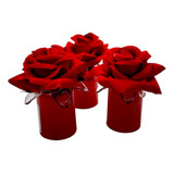 Kit 4 Vela De Led Artificial Flor Rosa Vermelha Romântico