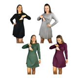 Kit 4 Vestido Amamentação Viscolycra Premium Manga Longa