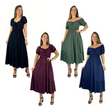 Kit 4 Vestido Midi Premium Gestante Amamentar Evangélica