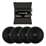 Kit 4 Woofers Eros E510 Pro 10 Modulo Stetsom Ex-3000 Black