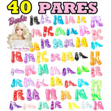 Kit 40 Pares Sapatos P/ Boneca Barbie Sapatinhos Diferentes