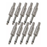 Kit 40 Plug P10 Conector Mono Metalico Guitarra Violão Baixo