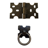 Kit 40 Unid 20 Dobradiças + 20 Puxadores Rústicos Ouro Velho