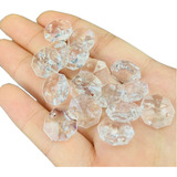 Kit 400 Castanha Cristal Acrílico 14mm 400 Argolas Inox 10mm