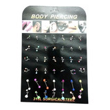 Kit 42 Piercing Aço Cirúrgico Inox Septo Orelha Língua Color