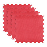 Kit 4m² Tatame Eva 1mx1mx1cm 10mm Tapete Academia Vermelho