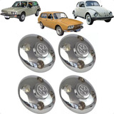 Kit 4pç Calota Centro Roda Fusca Brasília Variante Cromada