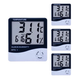 Kit 4un Termo-higrômetro Digital Relógio Temperatura