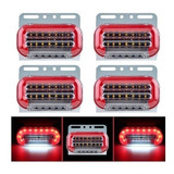 Kit 4x Lanterna Lateral Carreta Caminhão Baú 12 Leds C/ Sup