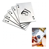Kit 5 Abridor De Garrafa Carta De Baralho Inox Poker Cor Prateado