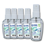 Kit 5 Álcool Líquido 70% Spray Mãos Perfumado Bolso 60ml 