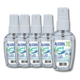 Kit 5 Álcool Líquido 70% Spray Mãos Perfumado Bolso 60ml 